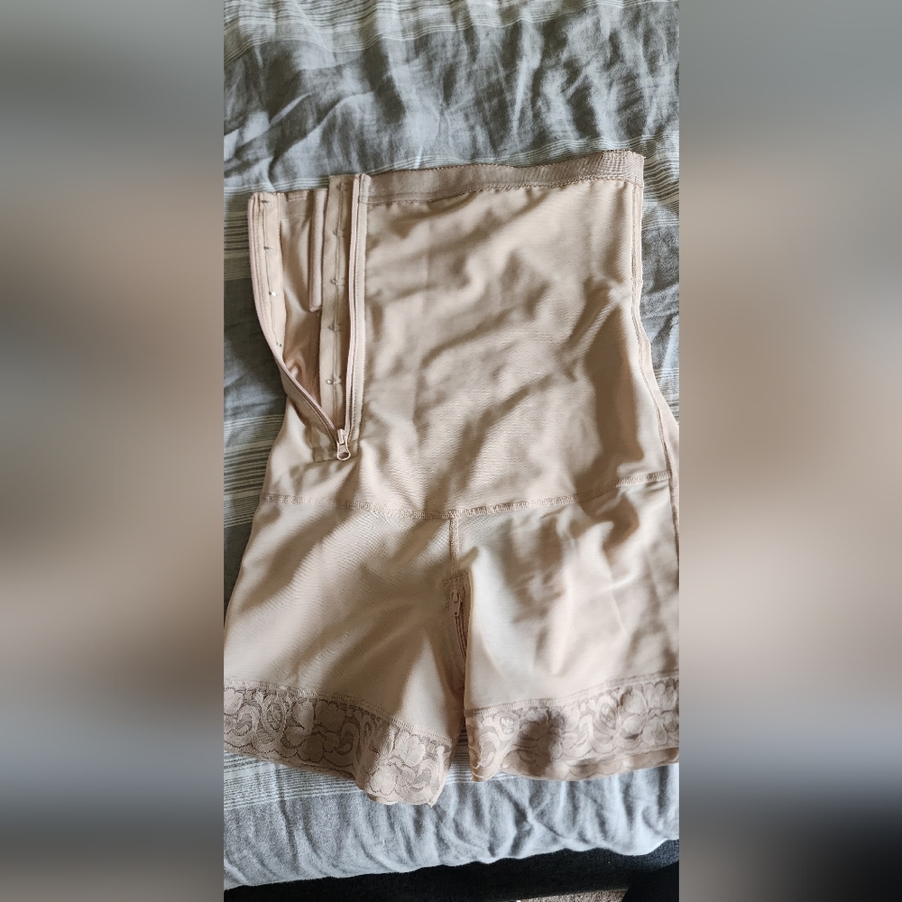 Beige High-Waisted Shapewear Shorts